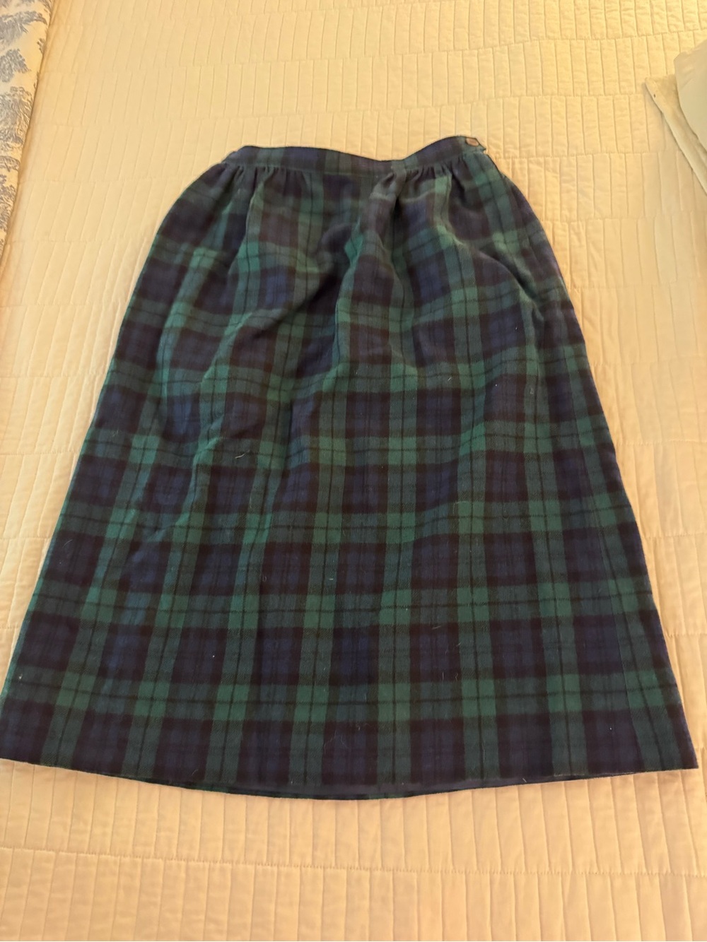 Vintage Classic Green & Navy Plaid Midi Pendleton Skirt